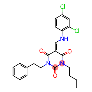 1-butyl-5-[(2,4-dichloroanilino)methylene]-3-(2-phenylethyl)-2,4,6(1H,3H,5H)-pyrimidinetrione