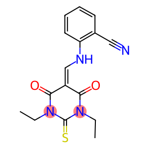 2-{[(1,3-diethyl-4,6-dioxo-2-thioxotetrahydro-5(2H)-pyrimidinylidene)methyl]amino}benzonitrile