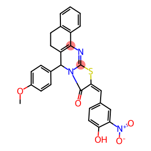 10-{4-hydroxy-3-nitrobenzylidene}-7-(4-methoxyphenyl)-5,7-dihydro-6H-benzo[h][1,3]thiazolo[2,3-b]quinazolin-9(10H)-one