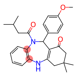 1H-Dibenzo[b,e][1,4]diazepin-1-one, 2,3,4,5,10,11-hexahydro-11-(4-methoxyphenyl)-3,3-dimethyl-10-(3-methyl-1-oxobutyl)-