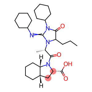 (2S,3aS,7aS)-1-[(2S)-2-[(5RS)-3-Cyclohexyl-2-(cyclohexylimino)-4-oxo-5-propylimidazolidin-1-yl]propanoyl]octahydro-1H-indole-2-carboxylic Acid