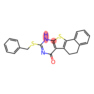 9-(benzylsulfanyl)-5,8-dihydronaphtho[2',1':4,5]thieno[2,3-d]pyrimidin-7(6H)-one