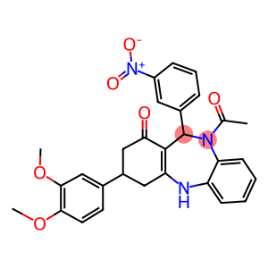 10-acetyl-3-(3,4-dimethoxyphenyl)-11-{3-nitrophenyl}-2,3,4,5,10,11-hexahydro-1H-dibenzo[b,e][1,4]diazepin-1-one