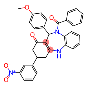 10-benzoyl-3-{3-nitrophenyl}-11-(4-methoxyphenyl)-2,3,4,5,10,11-hexahydro-1H-dibenzo[b,e][1,4]diazepin-1-one