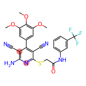 2-{[6-amino-3,5-dicyano-4-(3,4,5-trimethoxyphenyl)-2-pyridinyl]sulfanyl}-N-[3-(trifluoromethyl)phenyl]acetamide