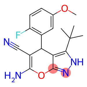 6-amino-3-(tert-butyl)-4-(2-fluoro-5-methoxyphenyl)-2,4-dihydropyrano[2,3-c]pyrazole-5-carbonitrile