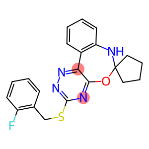 3-[(2-fluorobenzyl)sulfanyl]-6,7-dihydrospiro[{1,2,4}triazino[5,6-d][3,1]benzoxazepine-6,1'-cyclopentane]