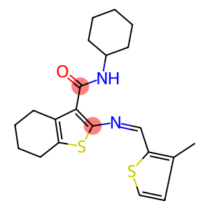 N-cyclohexyl-2-{[(3-methyl-2-thienyl)methylene]amino}-4,5,6,7-tetrahydro-1-benzothiophene-3-carboxamide