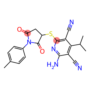 2-amino-4-isopropyl-6-{[1-(4-methylphenyl)-2,5-dioxo-3-pyrrolidinyl]sulfanyl}-3,5-pyridinedicarbonitrile