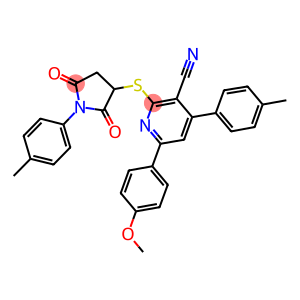 6-(4-methoxyphenyl)-4-(4-methylphenyl)-2-((1-(4-methylphenyl)-2,5-dioxopyrrolidin-3-yl)sulfanyl)nicotinonitrile