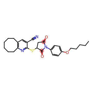 2-({2,5-dioxo-1-[4-(pentyloxy)phenyl]-3-pyrrolidinyl}sulfanyl)-5,6,7,8,9,10-hexahydrocycloocta[b]pyridine-3-carbonitrile