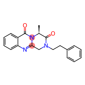 2H-Pyrazino[2,1-b]quinazoline-3,6(1H,4H)-dione, 4-methyl-2-(2-phenylethyl)-, (4S)-