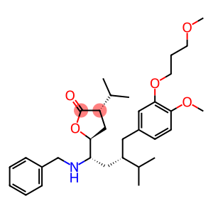 (3S,5S)-二氢-5-[(1S,3S)-3-[[4-甲氧基-3-(3-甲氧基丙氧基)苯基]甲基]-4-甲基-1-(苄胺基)戊基]-3-异丙基-2(3H)-呋喃酮