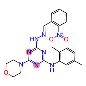 2-nitrobenzaldehyde [4-(2,5-dimethylanilino)-6-(4-morpholinyl)-1,3,5-triazin-2-yl]hydrazone