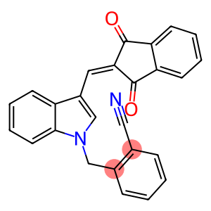 2-({3-[(1,3-dioxo-1,3-dihydro-2H-inden-2-ylidene)methyl]-1H-indol-1-yl}methyl)benzonitrile