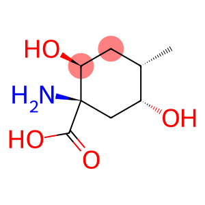 Cyclohexanecarboxylic acid, 1-amino-2,5-dihydroxy-4-methyl-, (1R,2S,4S,5R)-