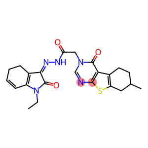 N'-(1-ethyl-2-oxo-1,2-dihydro-3H-indol-3-ylidene)-2-(7-methyl-4-oxo-5,6,7,8-tetrahydro[1]benzothieno[2,3-d]pyrimidin-3(4H)-yl)acetohydrazide