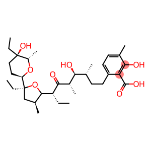 6-[(3R,4S,5S,7R)-7-[(2S,3S,5S)-5-ethyl-5-[(2R,5R,6S)-5-ethyl-5-hydroxy-6-methyl-oxan-2-yl]-3-methyl-oxolan-2-yl]-4-hydroxy-3,5-dimethyl-6-oxo-nonyl]-2-hydroxy-3-methyl-benzoic acid