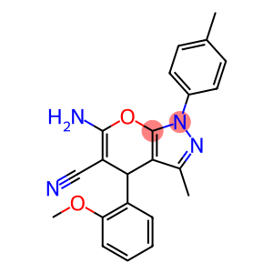 6-amino-3-methyl-4-[2-(methyloxy)phenyl]-1-(4-methylphenyl)-1,4-dihydropyrano[2,3-c]pyrazole-5-carbonitrile