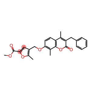 2-Furancarboxylic acid, 4-[[[4,8-dimethyl-2-oxo-3-(phenylmethyl)-2H-1-benzopyran-7-yl]oxy]methyl]-5-methyl-, methyl ester