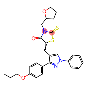 4-Thiazolidinone, 5-[[1-phenyl-3-(4-propoxyphenyl)-1H-pyrazol-4-yl]methylene]-3-[(tetrahydro-2-furanyl)methyl]-2-thioxo-