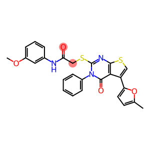 N-(3-methoxyphenyl)-2-((5-(5-methylfuran-2-yl)-4-oxo-3-phenyl-3,4-dihydrothieno[2,3-d]pyrimidin-2-yl)thio)acetamide