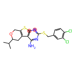 2-[(3,4-dichlorobenzyl)sulfanyl]-6-isopropyl-5,8-dihydro-6H-pyrano[4',3':4,5]thieno[2,3-d]pyrimidin-4-amine