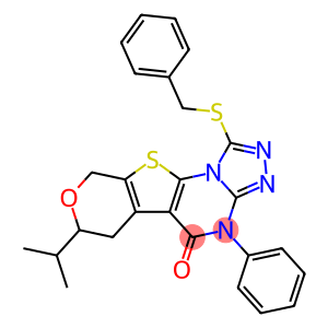 1-(benzylsulfanyl)-7-isopropyl-4-phenyl-6,9-dihydro-7H-pyrano[4',3':4,5]thieno[3,2-e][1,2,4]triazolo[4,3-a]pyrimidin-5(4H)-one