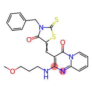 4H-Pyrido[1,2-a]pyrimidin-4-one, 2-[(3-methoxypropyl)amino]-3-[[4-oxo-3-(phenylmethyl)-2-thioxo-5-thiazolidinylidene]methyl]-