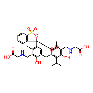 2-[[5-[3-[3-[(carboxymethylamino)methyl]-4-hydroxy-2-methyl-5-propan-2-ylphenyl]-1,1-dioxobenzo[c]oxathiol-3-yl]-2-hydroxy-6-methyl-3-propan-2-ylphenyl]methylamino]acetic acid