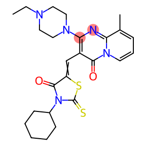 3-[(Z)-(3-CYCLOHEXYL-4-OXO-2-THIOXO-1,3-THIAZOLIDIN-5-YLIDENE)METHYL]-2-(4-ETHYL-1-PIPERAZINYL)-9-METHYL-4H-PYRIDO[1,2-A]PYRIMIDIN-4-ONE