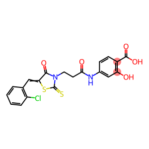 (E)-4-(3-(5-(2-chlorobenzylidene)-4-oxo-2-thioxothiazolidin-3-yl)propanamido)-2-hydroxybenzoic acid