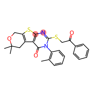 6,6-dimethyl-3-(2-methylphenyl)-2-[(2-oxo-2-phenylethyl)sulfanyl]-3,5,6,8-tetrahydro-4H-pyrano[4',3':4,5]thieno[2,3-d]pyrimidin-4-one