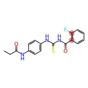 Benzamide, 2-fluoro-N-[[[4-[(1-oxopropyl)amino]phenyl]amino]thioxomethyl]-