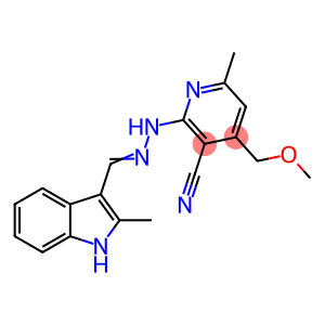 4-(methoxymethyl)-6-methyl-2-{(2E)-2-[(2-methyl-1H-indol-3-yl)methylidene]hydrazinyl}pyridine-3-carbonitrile