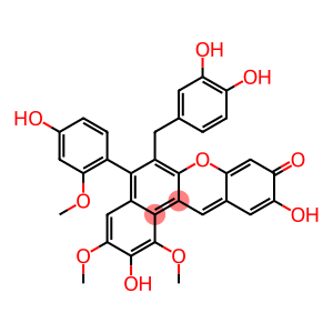 6-[(3,4-dihydroxyphenyl)methyl]-2,10-dihydroxy-5-(4-hydroxy-2-methoxyphenyl)-1,3-dimethoxy-9H-benzo[a]xanthen-9-one