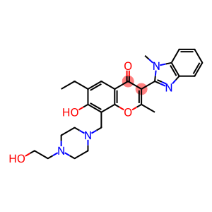 6-ethyl-7-hydroxy-8-((4-(2-hydroxyethyl)piperazin-1-yl)methyl)-2-methyl-3-(1-methyl-1H-benzo[d]imidazol-2-yl)-4H-chromen-4-one