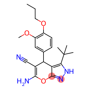 6-amino-3-tert-butyl-4-(3-methoxy-4-propoxyphenyl)-2,4-dihydropyrano[2,3-c]pyrazole-5-carbonitrile