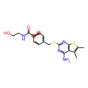 Benzamide, 4-[[(4-amino-5,6-dimethylthieno[2,3-d]pyrimidin-2-yl)thio]methyl]-N-(2-hydroxyethyl)-