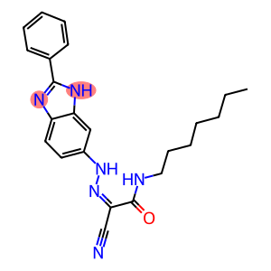 2-cyano-N-heptyl-2-[(2-phenyl-1H-benzimidazol-6-yl)hydrazono]acetamide