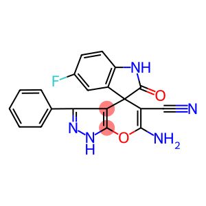 6-amino-5-cyano-5'-fluoro-2'-oxo-3-phenyl-1,1',3',4-tetrahydrospiro(pyrano[2,3-c]pyrazole-4,3'-[2'H]-indole)