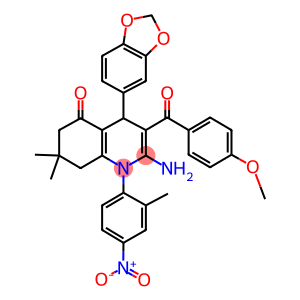 2-amino-4-(1,3-benzodioxol-5-yl)-1-{4-nitro-2-methylphenyl}-3-(4-methoxybenzoyl)-7,7-dimethyl-4,6,7,8-tetrahydroquinolin-5(1H)-one