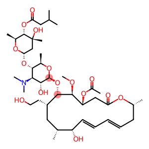 Leucomycin V, 18-deoxo-18-hydroxy-, 3-acetate 4B-(3-methylbutanoate)