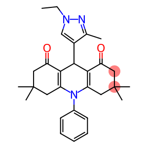 9-(1-ethyl-3-methyl-1H-pyrazol-4-yl)-3,3,6,6-tetramethyl-10-phenyl-3,4,6,7,9,10-hexahydro-1,8(2H,5H)-acridinedione