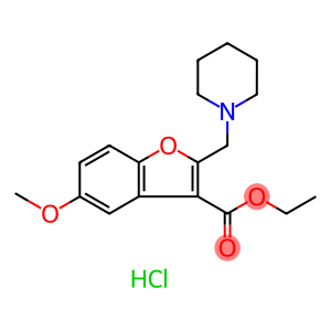 3-Benzofurancarboxylic acid, 5-methoxy-2-(1-piperidinylmethyl)-, ethyl ester, hydrochloride (1:1)