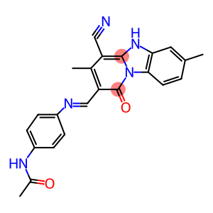 N-(4-{[(4-cyano-3,7-dimethyl-1-oxo-1,5-dihydropyrido[1,2-a]benzimidazol-2-yl)methylene]amino}phenyl)acetamide