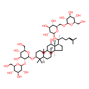 (2S,3R,4S,5S,6R)-2-[1-[(3S,5R,8R,9R,10R,12R,13R,14R,17S)-3-[(2R,3R,4S,5S,6R)-4,5-dihydroxy-6-(hydroxymethyl)-3-[(3R,4S,5S,6R)-3,4,5-trihydroxy-6-(hydroxymethyl)tetrahydropyran-2-yl]oxy-tetrahydropyran-2-yl]oxy-12-hydroxy-4,4,8,10,14-pentamethyl-2,3,5,6,7,9,11,12,13,15,16,17-dodecahydro-1H-cyclopenta[a]phenanthren-17-yl]-1,5-dimethyl-hex-4-enoxy]-6-[[(3R,4S,5S,6R)-3,4,5-trihydroxy-6-(hydroxymethyl)tetrahydropyran-2-yl]oxymethyl]tetrahydropyran-3,4,5-triol