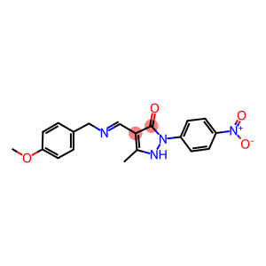 2-{4-nitrophenyl}-4-{[(4-methoxybenzyl)imino]methyl}-5-methyl-1,2-dihydro-3H-pyrazol-3-one