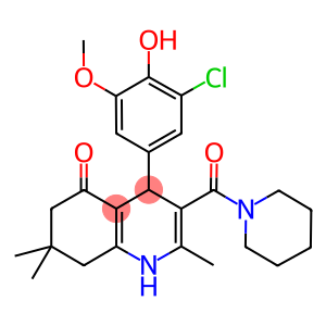 4-(3-chloro-4-hydroxy-5-methoxyphenyl)-2,7,7-trimethyl-3-(1-piperidinylcarbonyl)-4,6,7,8-tetrahydro-5(1H)-quinolinone