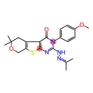 3-(4-methoxyphenyl)-6,6-dimethyl-2-[2-(1-methylethylidene)hydrazino]-3,5,6,8-tetrahydro-4H-pyrano[4',3':4,5]thieno[2,3-d]pyrimidin-4-one